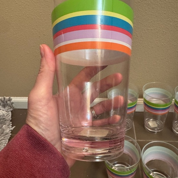 ♥️ACRYLIC Poolside 6 Tumblers Glasses Picnic Unbreakable Striped Color Summer - Picture 10 of 10